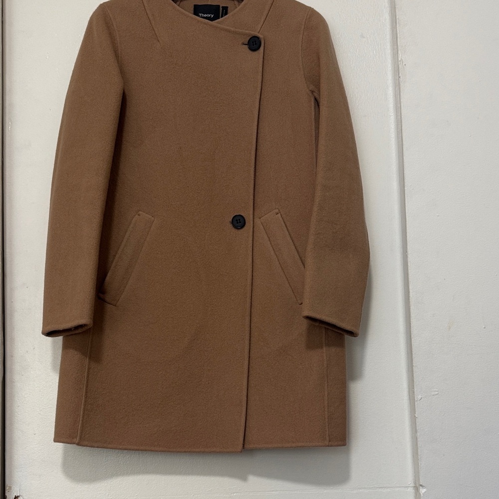 Theory Women's Tan Pea Coat Size S - Picture 3 of 6